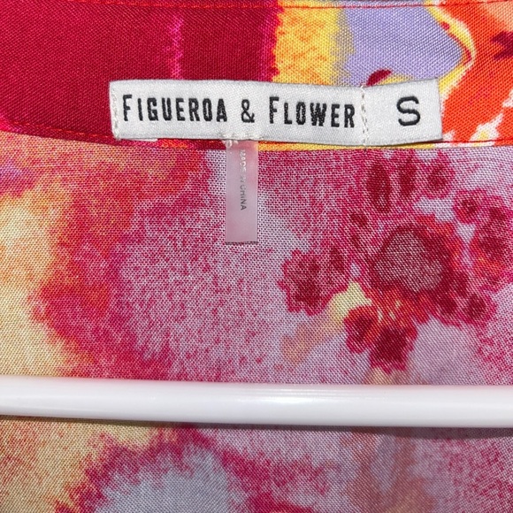 Figueroa & Flower Pink Floral Button Up Blouse Women’s Size Small Anthropologie - Picture 3 of 7